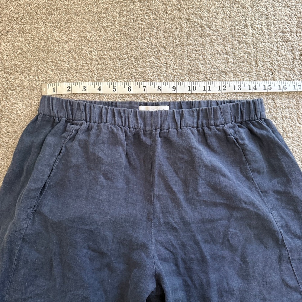 Velvet Graham & Spencer Women's Navy Blue 100% Linen Wide Leg Pants Medium - Picture 5 of 11
